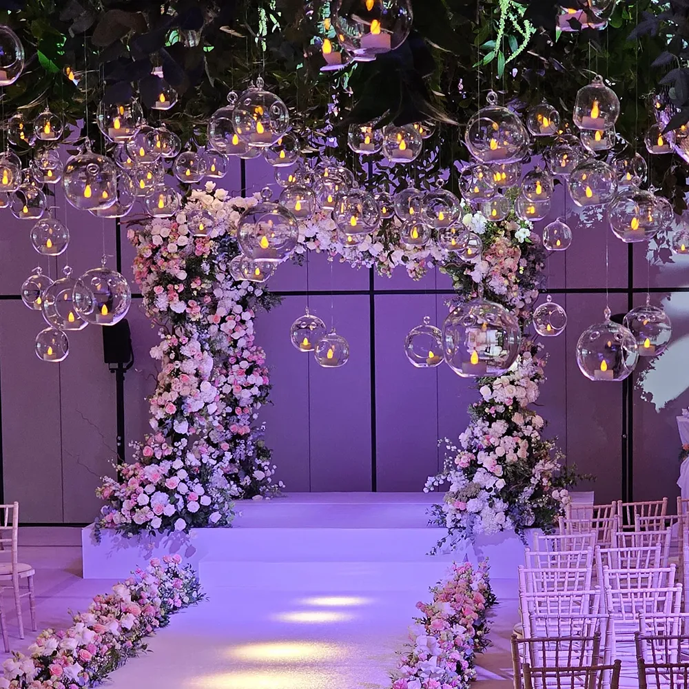 Elegant wedding table styling and floral arrangements